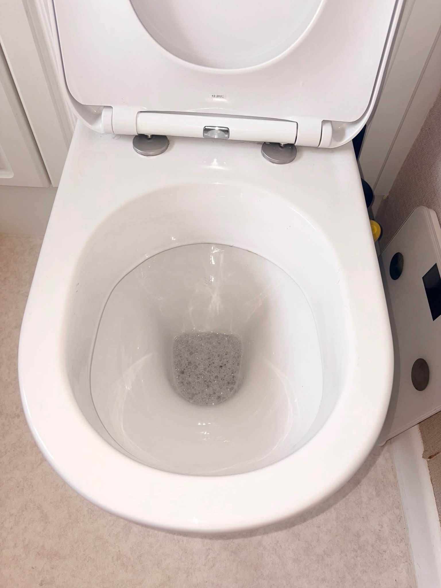 A cleaned and sanitised toilet